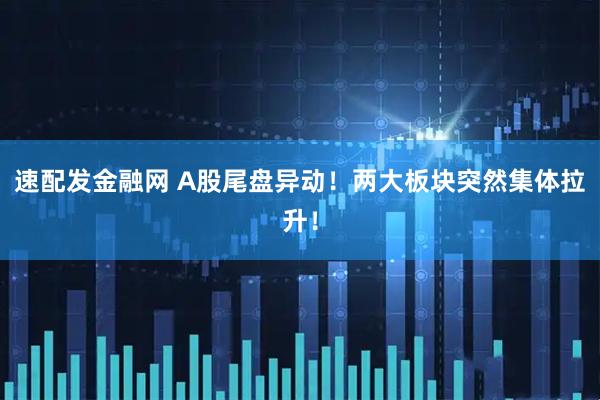 速配发金融网 A股尾盘异动！两大板块突然集体拉升！